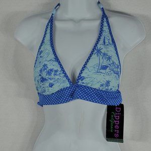Dippers California Swimwear Top Only Size M  Blue NWT